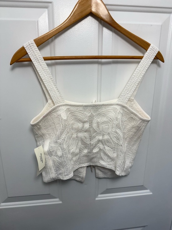 Abercrombie And Fitch White Crochet Tie Front Knit Tank Top Size XXS NWT - Picture 7 of 7